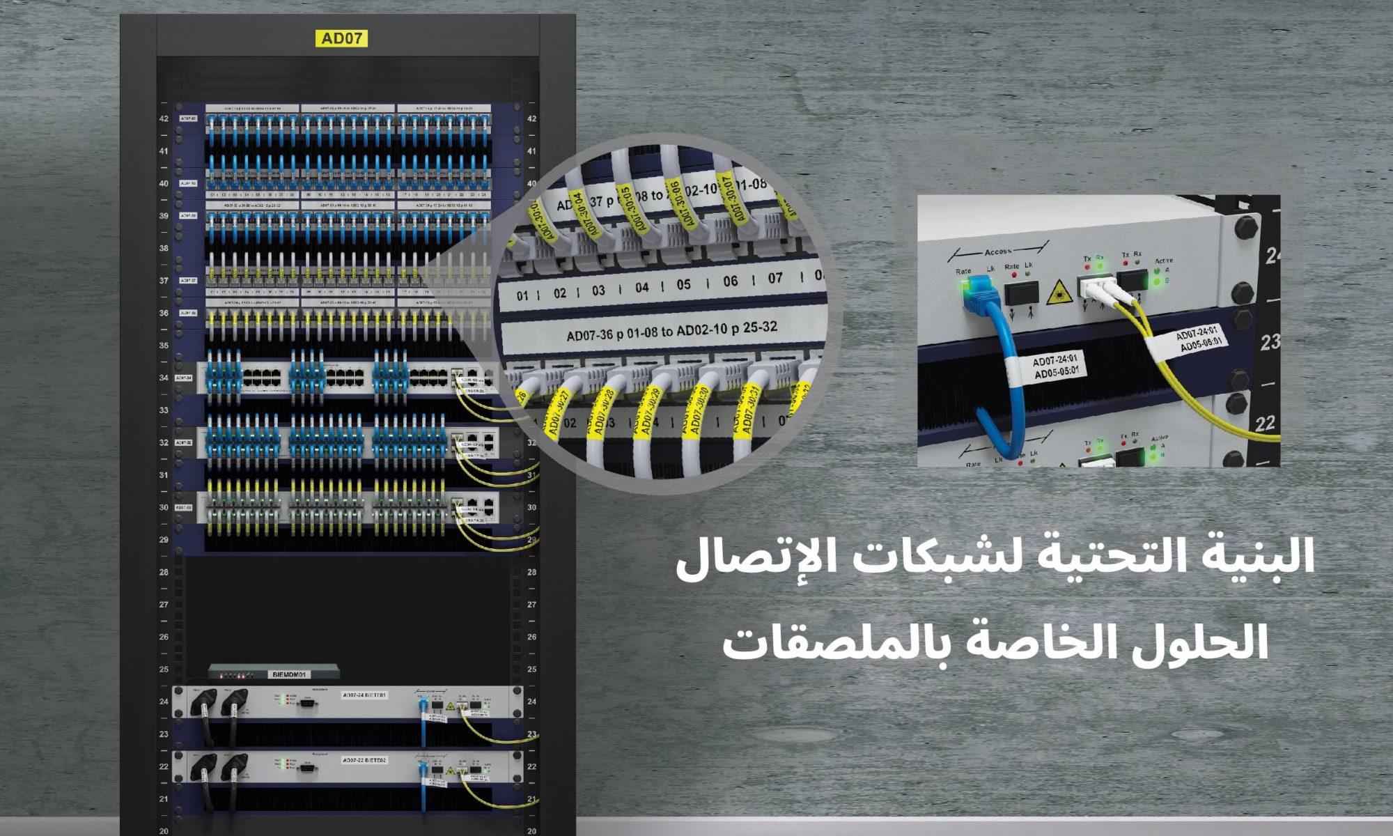 الحلول الخاصة بالملصقات البنية التحتية لشبكات الإتصال