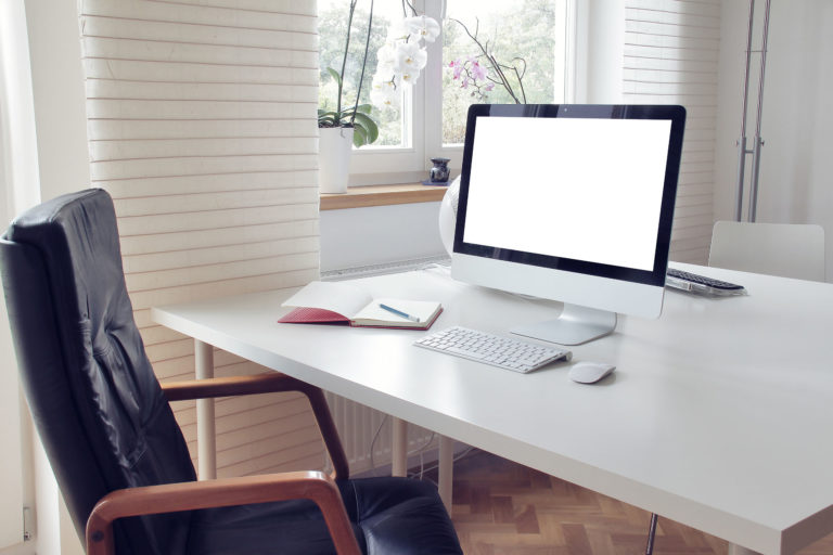 brightly lit home office space